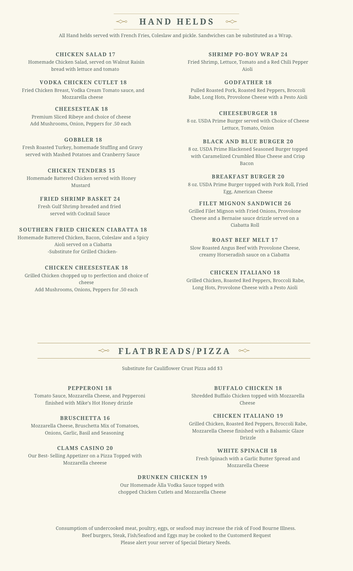 Beige Vintage Restaurant Menu (8.5 x 13.75 in)